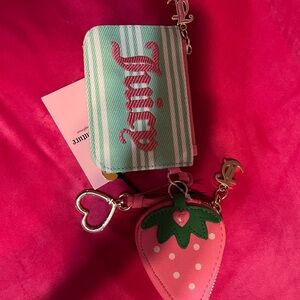 Juicy Couture Striped Wallet with Strawberry Charm